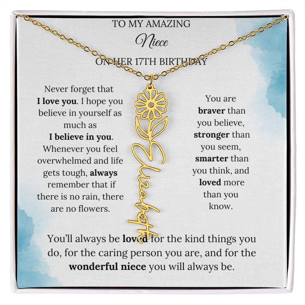 Birth Month Flower Name Necklace for My Niece's 17th Birthday