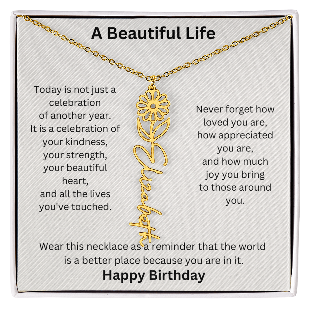 Personalized Birth Flower Name Necklace Birthday Gift for Her
