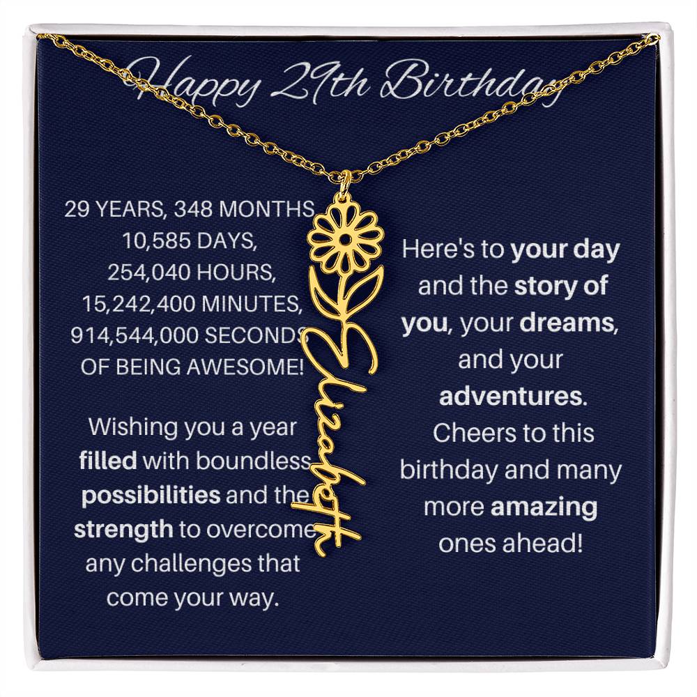 29 Birthday Birth Flower Necklace