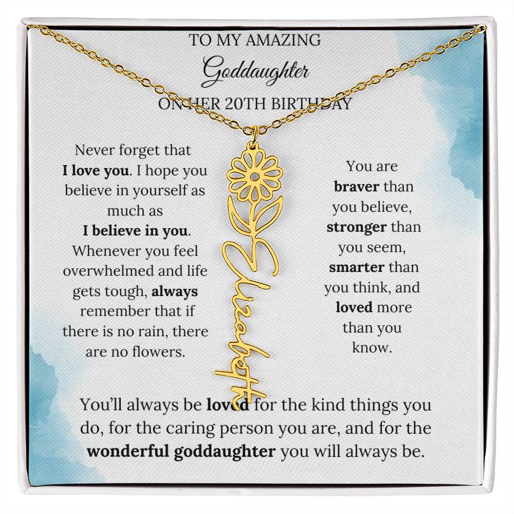 Birth Month Flower Name Necklace for My Goddaughter's 20th Birthday
