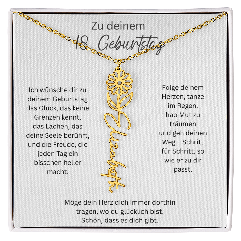 Geburtsblumen Namenskette zum 18 Geburtstag personalisiert Name Kette Gravur Geschenk
