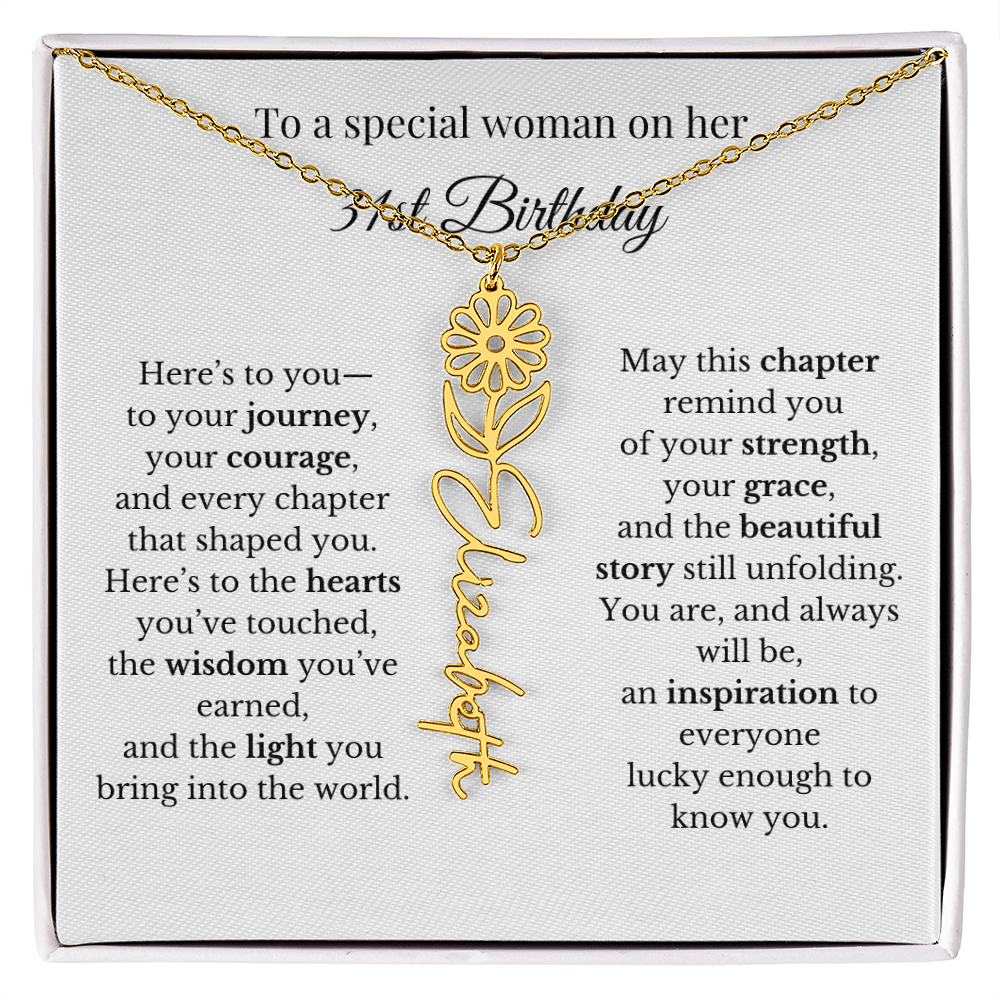 31st Birthday Gift for Her Birth Flower Name Necklace