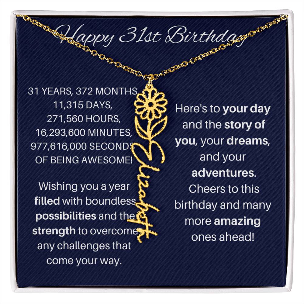 31st Birthday Birth Flower Necklace