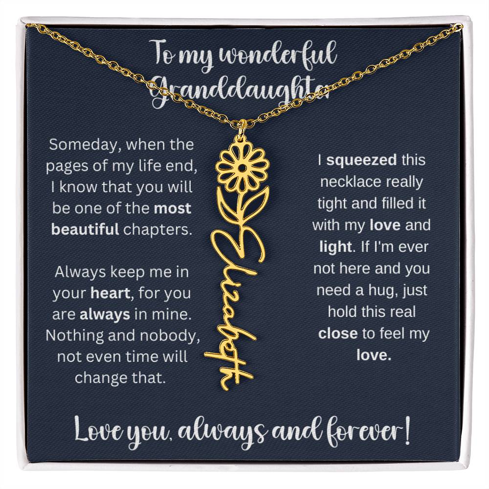 To My Wonderful Daughter Always Keep Me In Your Heart | Flower Name Necklace