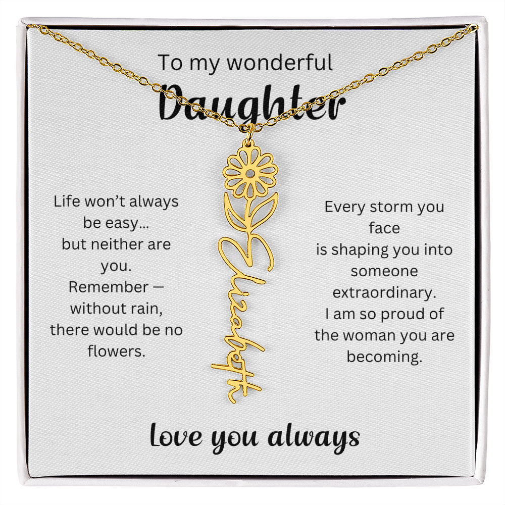 Emotional Gift for Daughter - Birth Flower Name Necklace 2