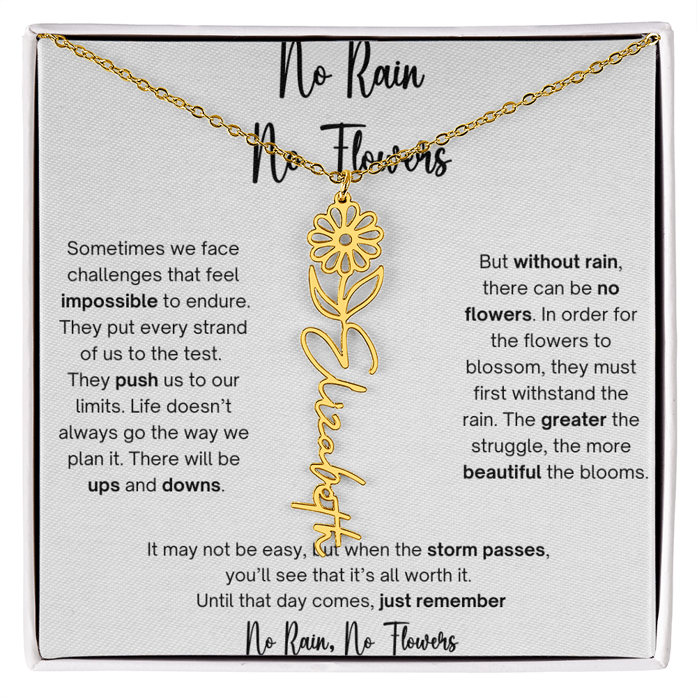 No Rain No Flowers 1 - Flower Name Necklace
