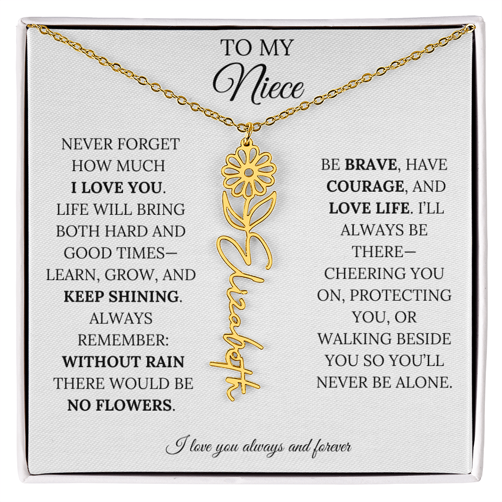To My Niece | Keep Shining | Flower Name Necklace