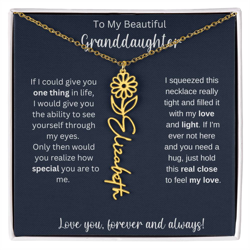 Granddaughter Birthday Present | Flower Name Necklace