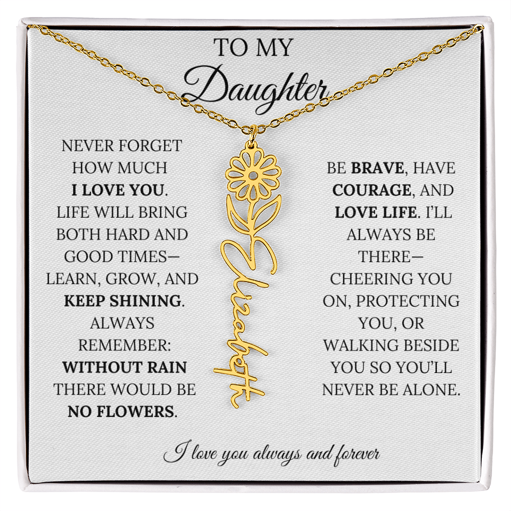 Personalized Birth Flower Name Necklace for Daughter