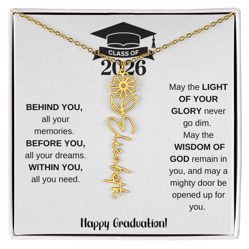 Class Of 2026 Personalized Graduation Gift Birth Month Flower Necklace