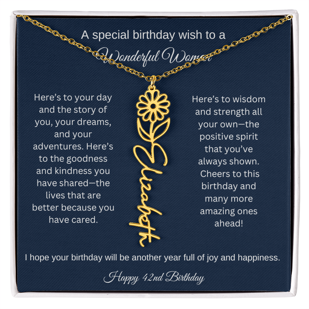 42nd Birthday Gift Idea - Flower Name Necklace