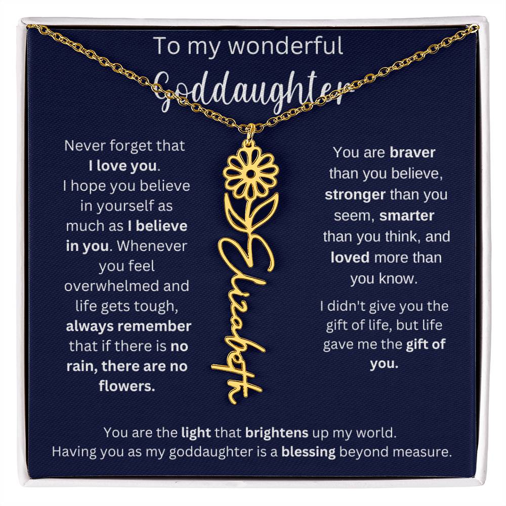 To My Wonderful Goddaughter | I Believe In You | Flower Name Necklace