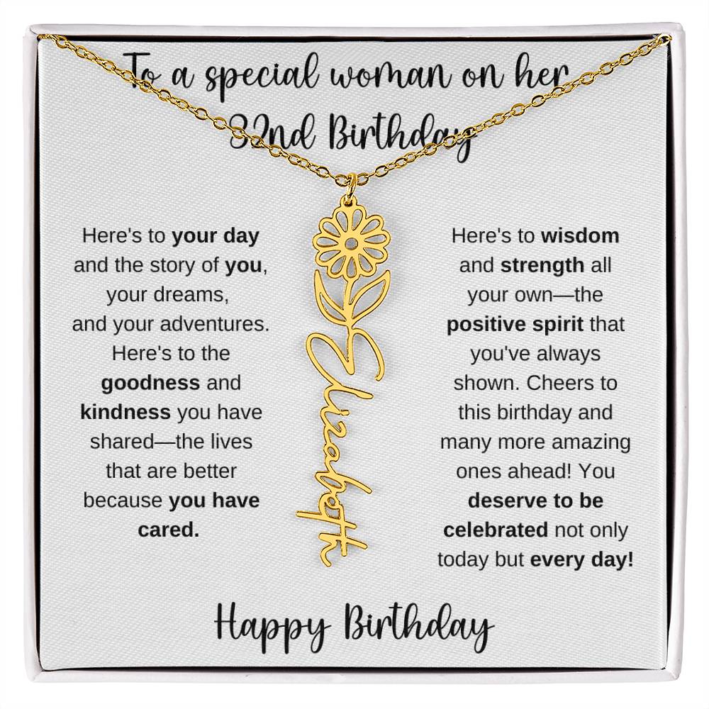 32nd Birthday - Flower Name Necklace