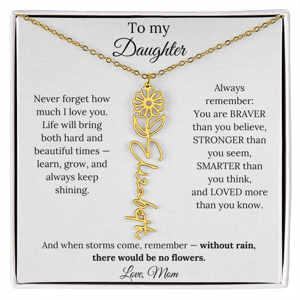 Personalized Jewelry Gift To My Daughter Birth Flower Name Necklace From Mom