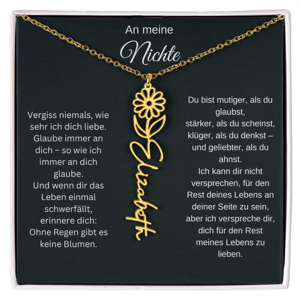 An meine Nichte Geburtsblume Namenskette mit Gravur Geschenk Geburtstag Weihnachten