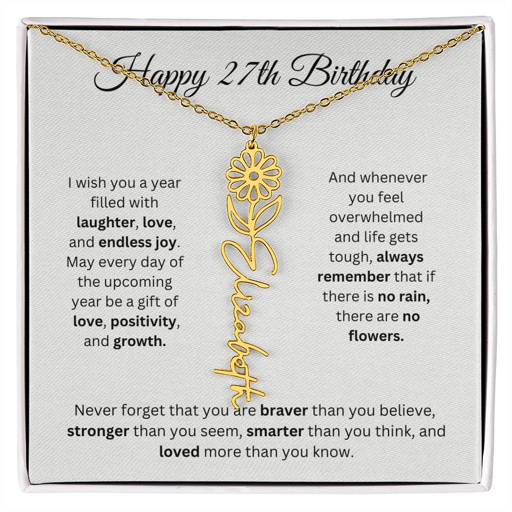 Happy 27th Birthday - Flower Name Necklace