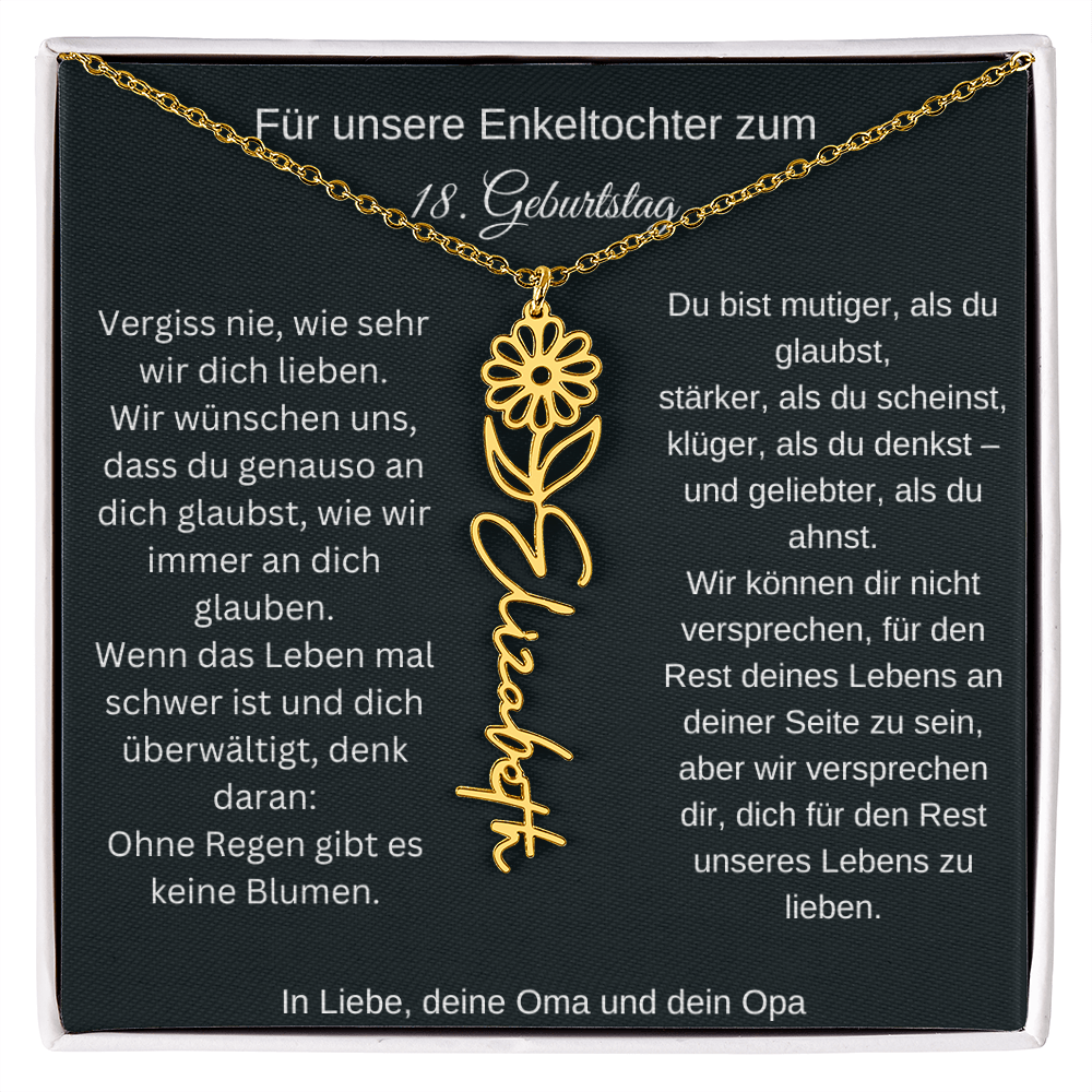 18. Geburtstag Blumen Namenskette