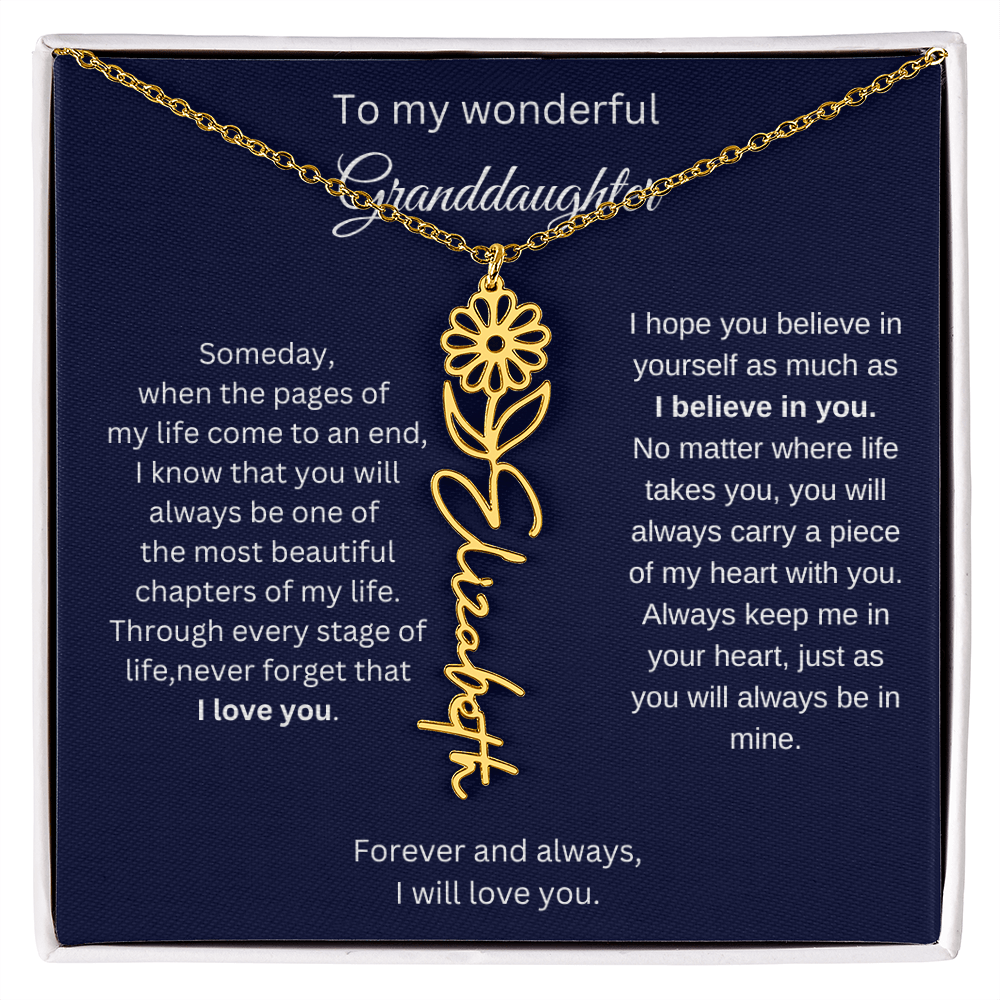 Meaningful Jewelry for Granddaughter - Birth Flower Name Necklace