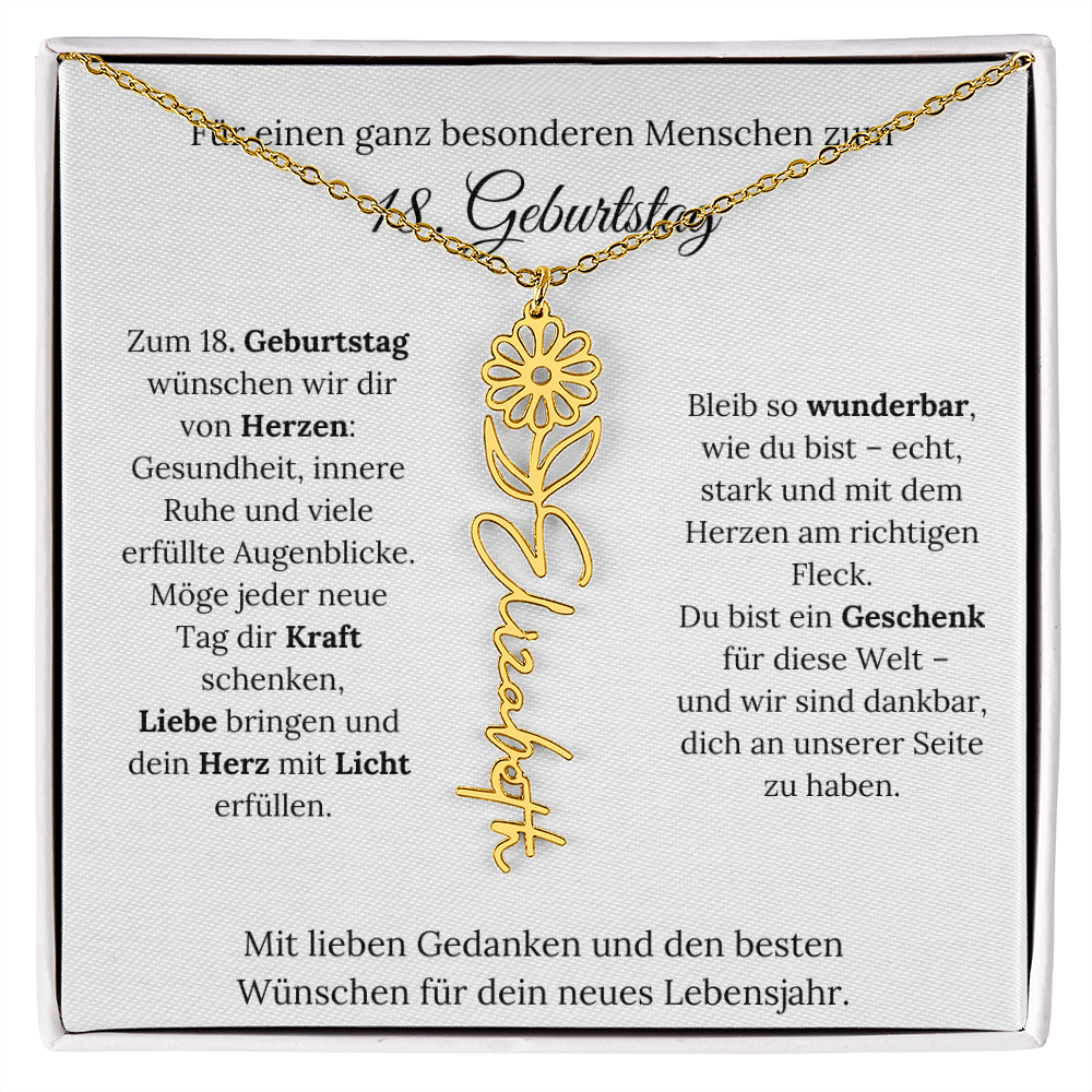 Personalisiertes 18. Geburtstagsgeschenk mit Geburtsblume