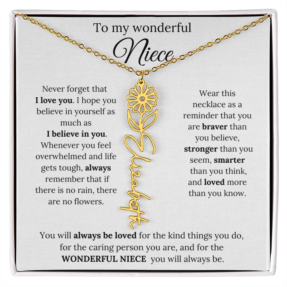 To My  Niece Birthmonth Flower Necklace 1