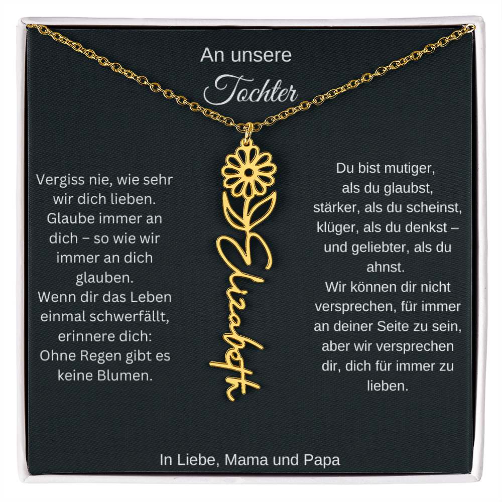Geburtsblume Namenskette Tochter personalisierte Gravur Kette Geschenk