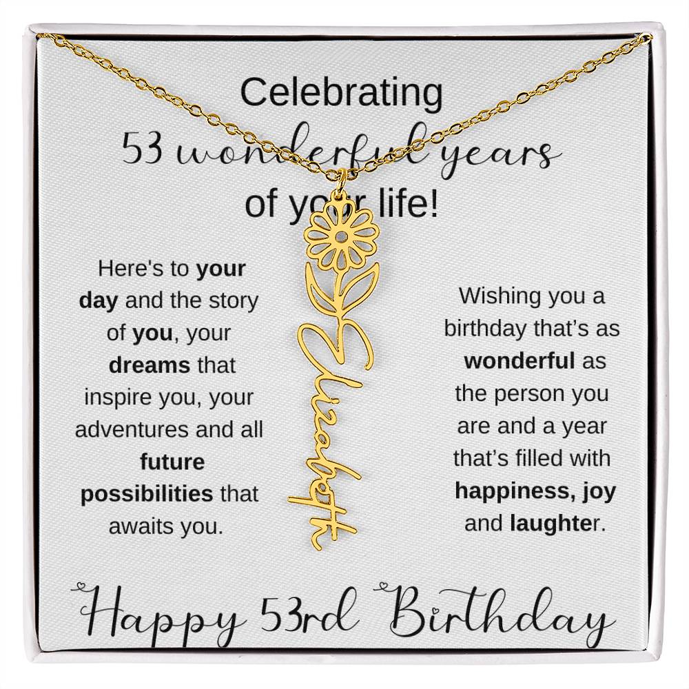 Happy 53rd Birthday | Flower Name Necklace
