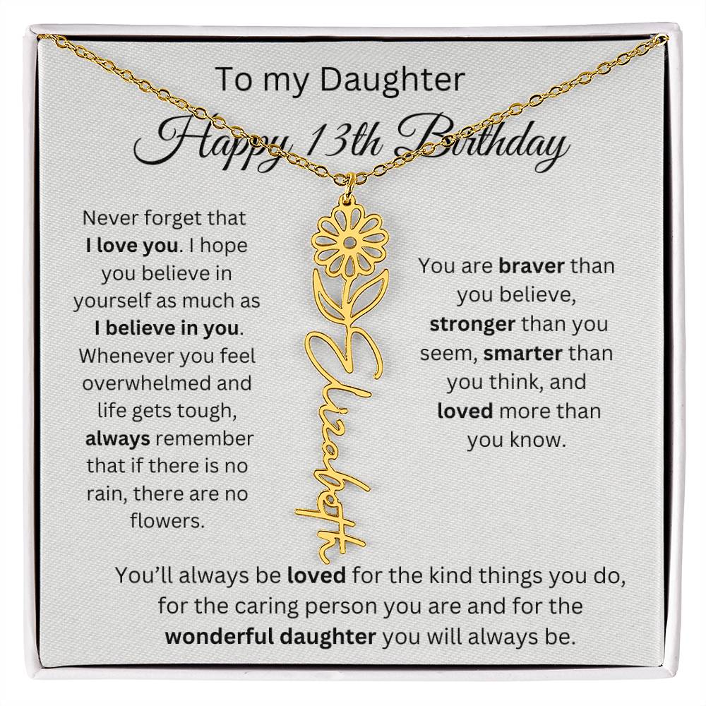 Happy 13th Birthday - Flower Name Necklace