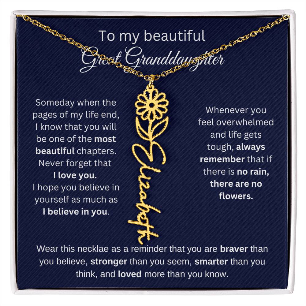 To My Beautiful Great Goddaughter Flower Necklace 2