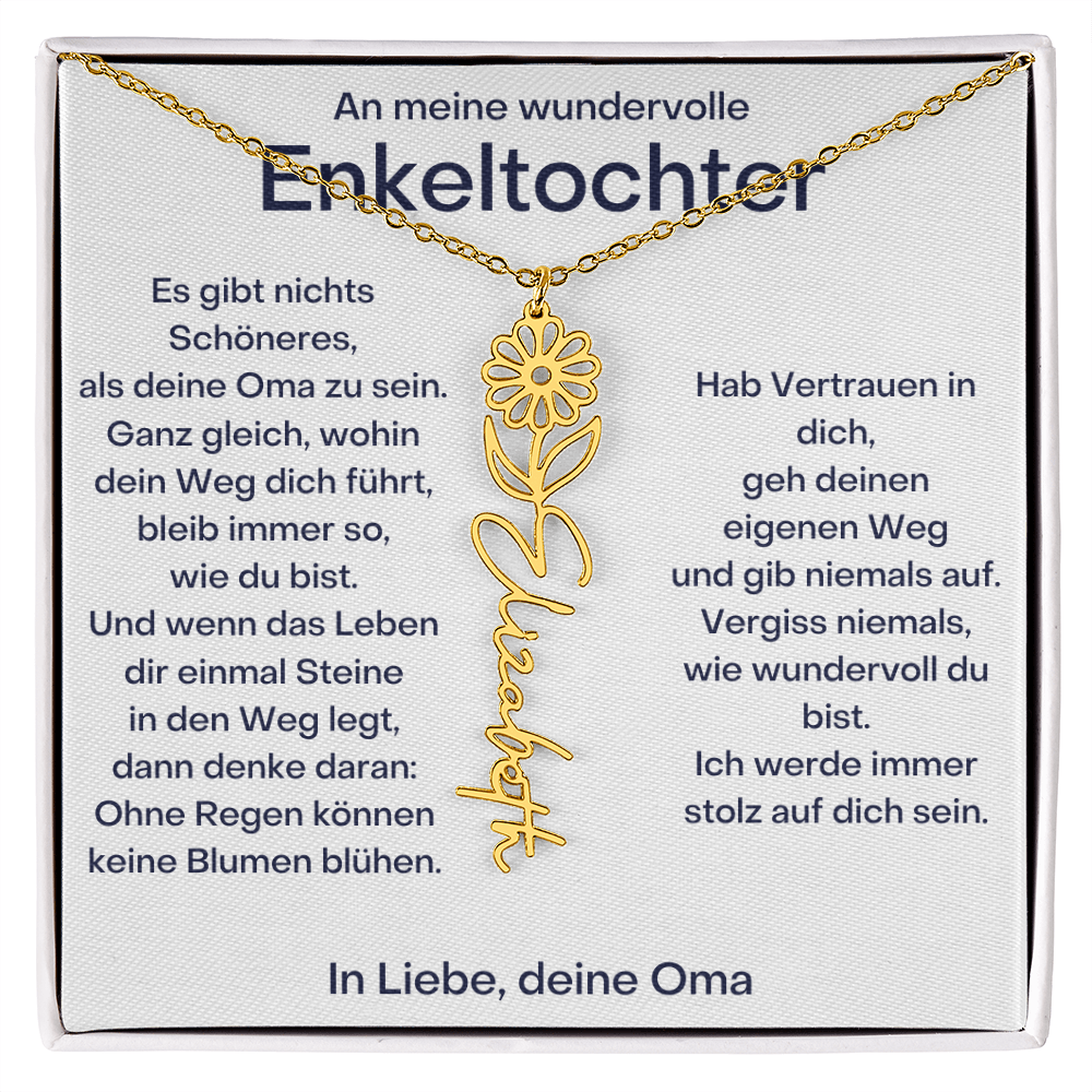 Personalisierte Geburtsblumenkette für Enkeltochter Von Oma