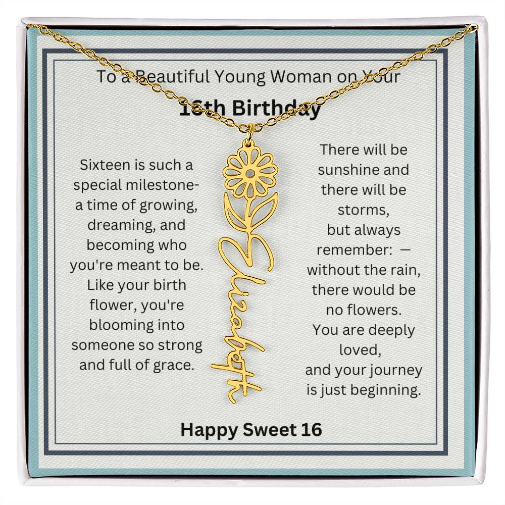 Sweet 16 Birth Flower Name Necklace Gift 2