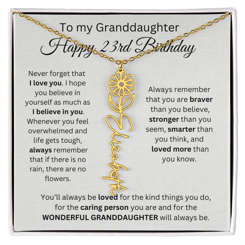 To My Granddaughter | Happy 23rd Birthday | Flower Name Necklace