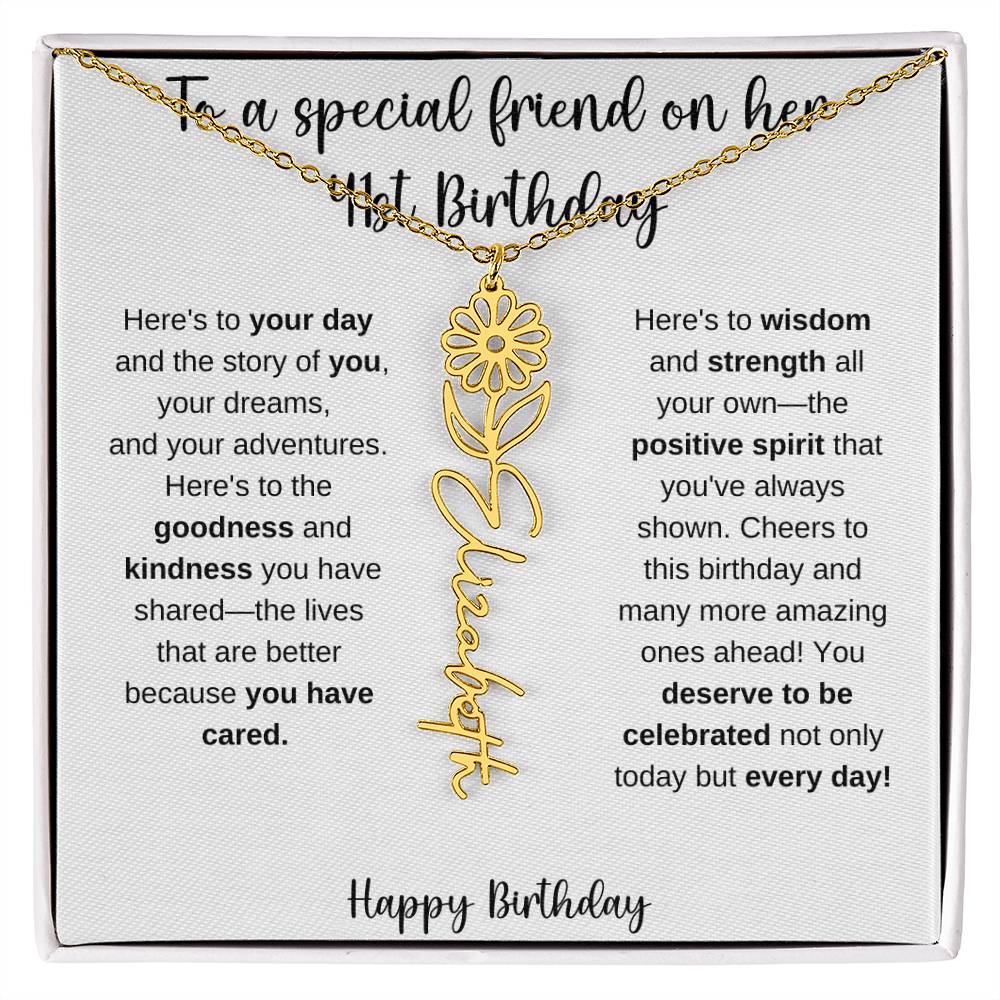 To A Special Friend - Happy 41st Birthday - Flower Name Necklace