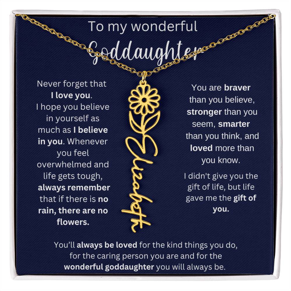 To My Wonderful Goddaughter | You'll Always Be Loved | Flower Name Necklace