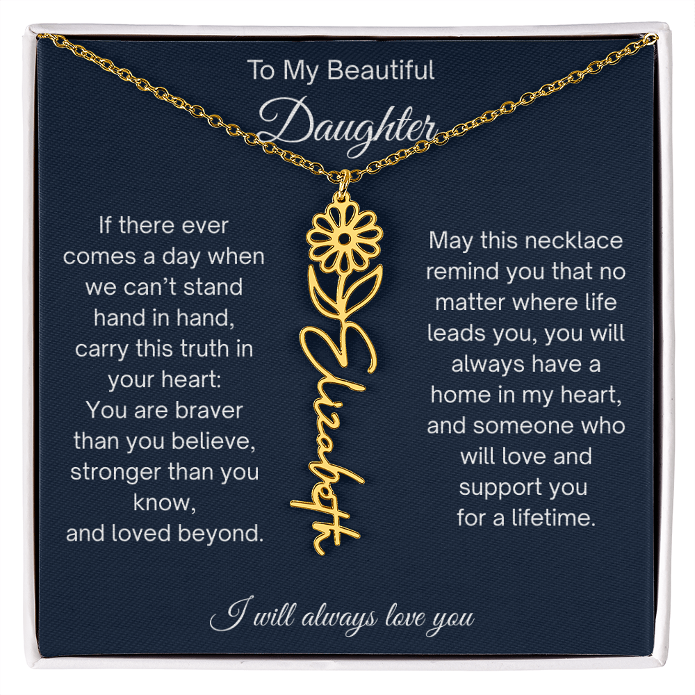 Daughter Gift Personalized Birth Flower Name Necklace