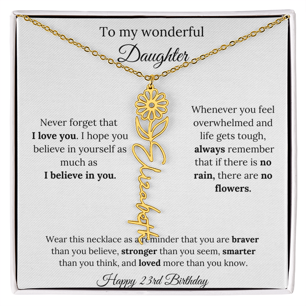 Daughter Jewelry 23rd Birthday Gift - Flower Name Necklace