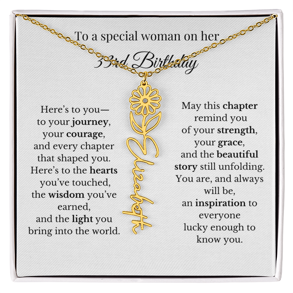33rd Birthday Gift for Her Birth Flower Name Necklace