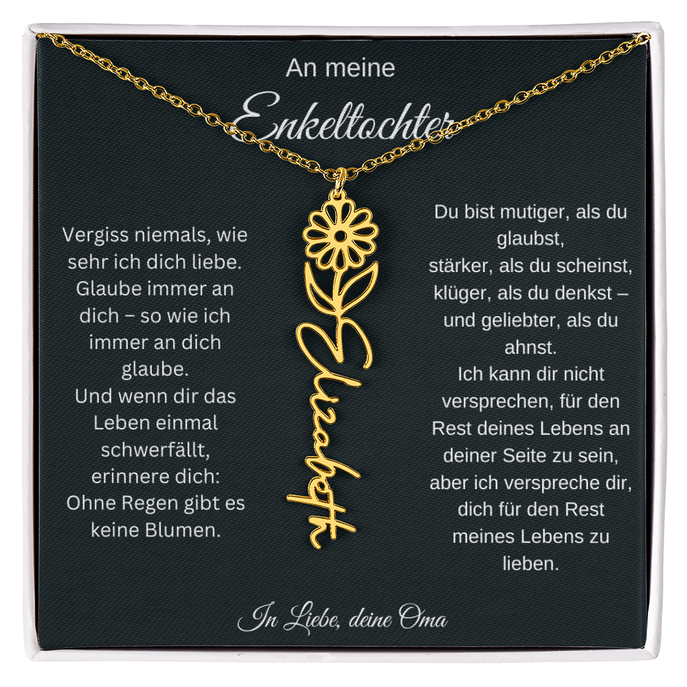 An meine Enkeltochter Geburtsblume Namenskette personalisierte Gravur Schmuck Geschenk