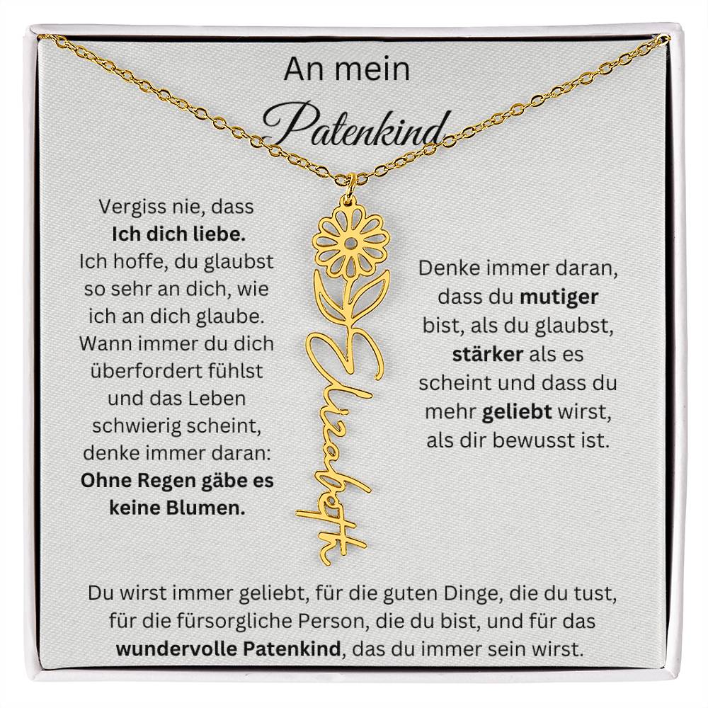 An Mein Patenkind Geburtsblumen Kette