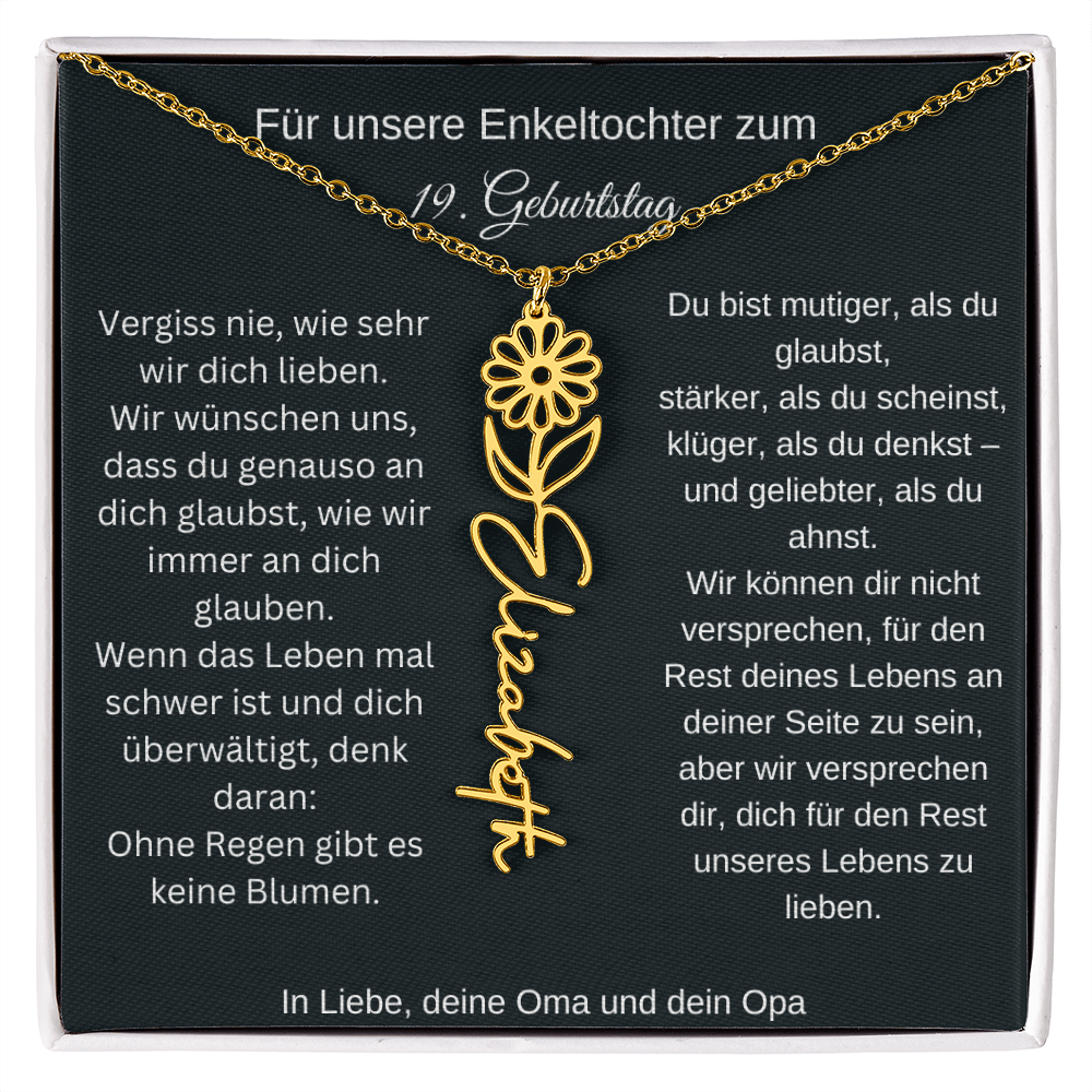 19. Geburtstag Blumen Namenskette