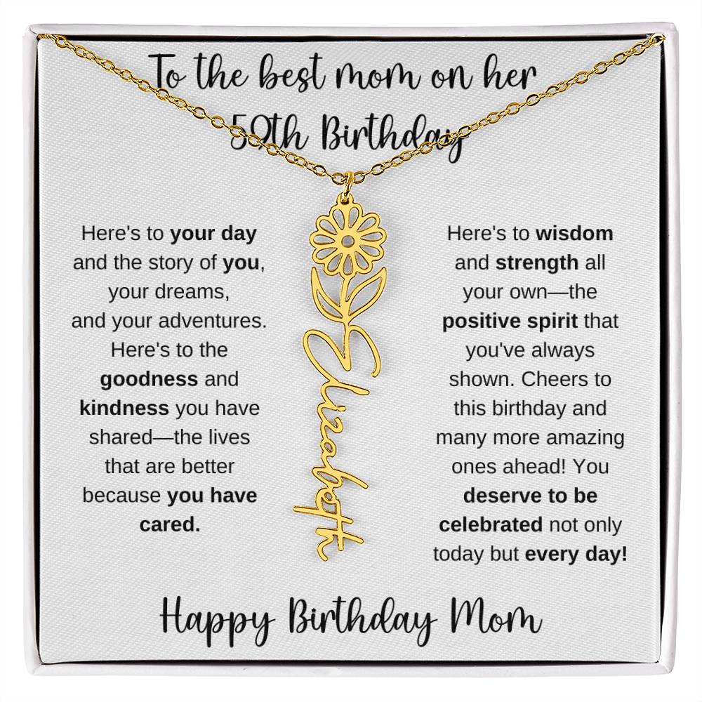 To The Best Mom - Happy 59th Birthday | Flower Name Necklace