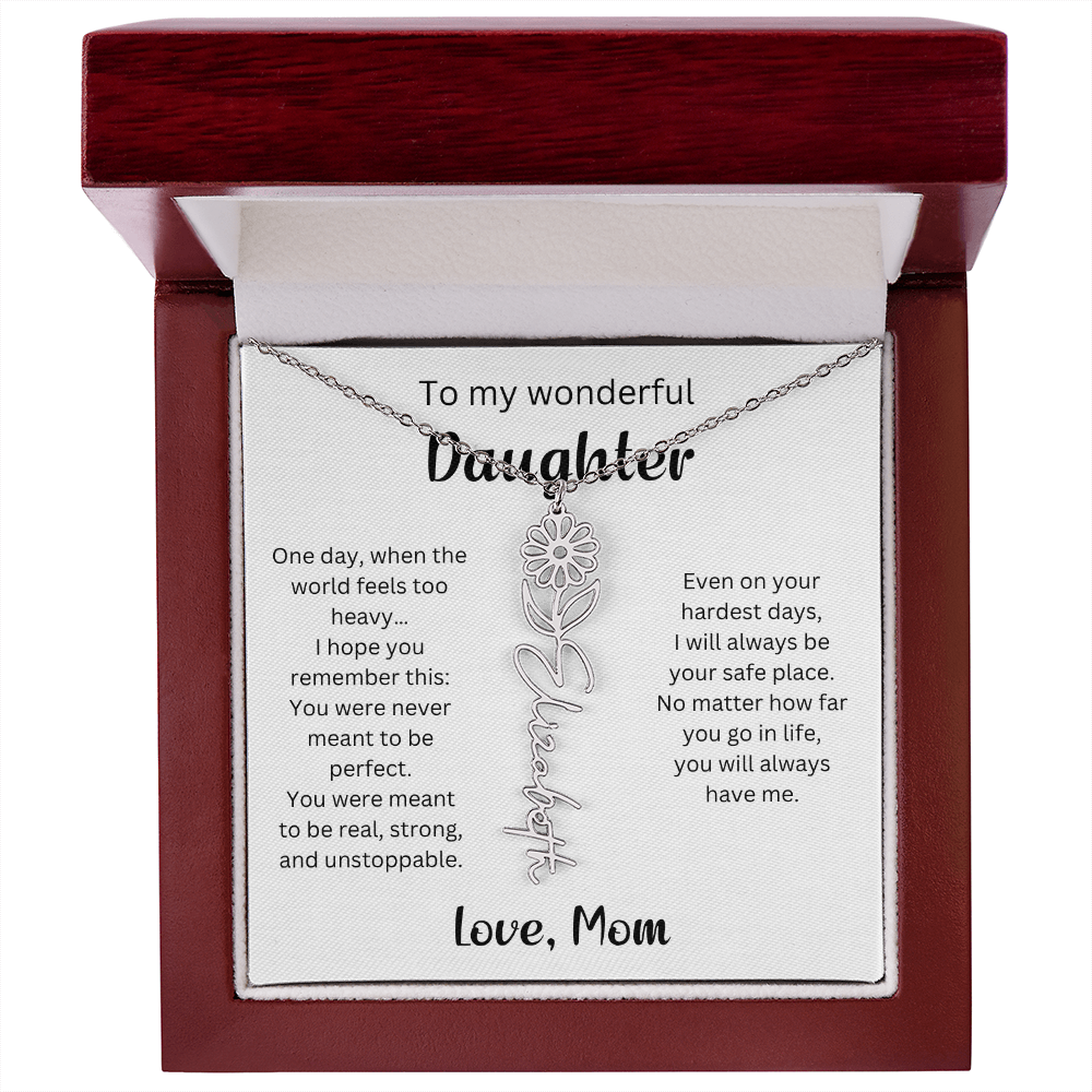 Emotional Gift for Daughter - Birth Flower Name Necklace