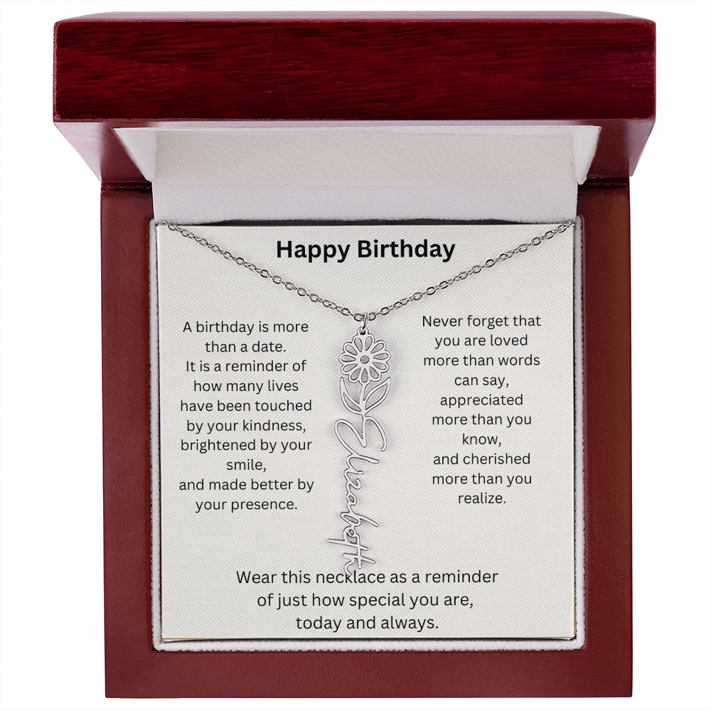 Meaningful Birthday Gift Birth Flower Name Necklace