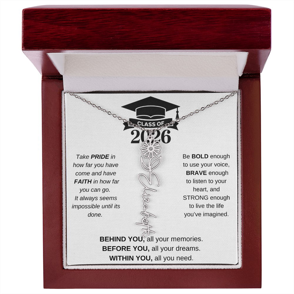 2026 Graduation Jewelry Birthmonth Flower Name Necklace