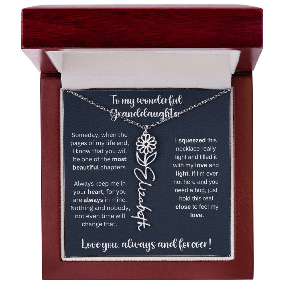 To My Wonderful Daughter Always Keep Me In Your Heart | Flower Name Necklace