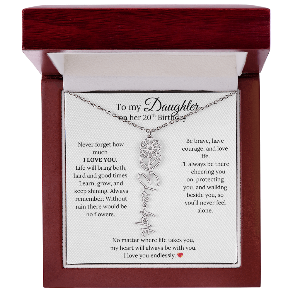 20th Birthday Gift from Mom - Personalized Flower Name Necklace