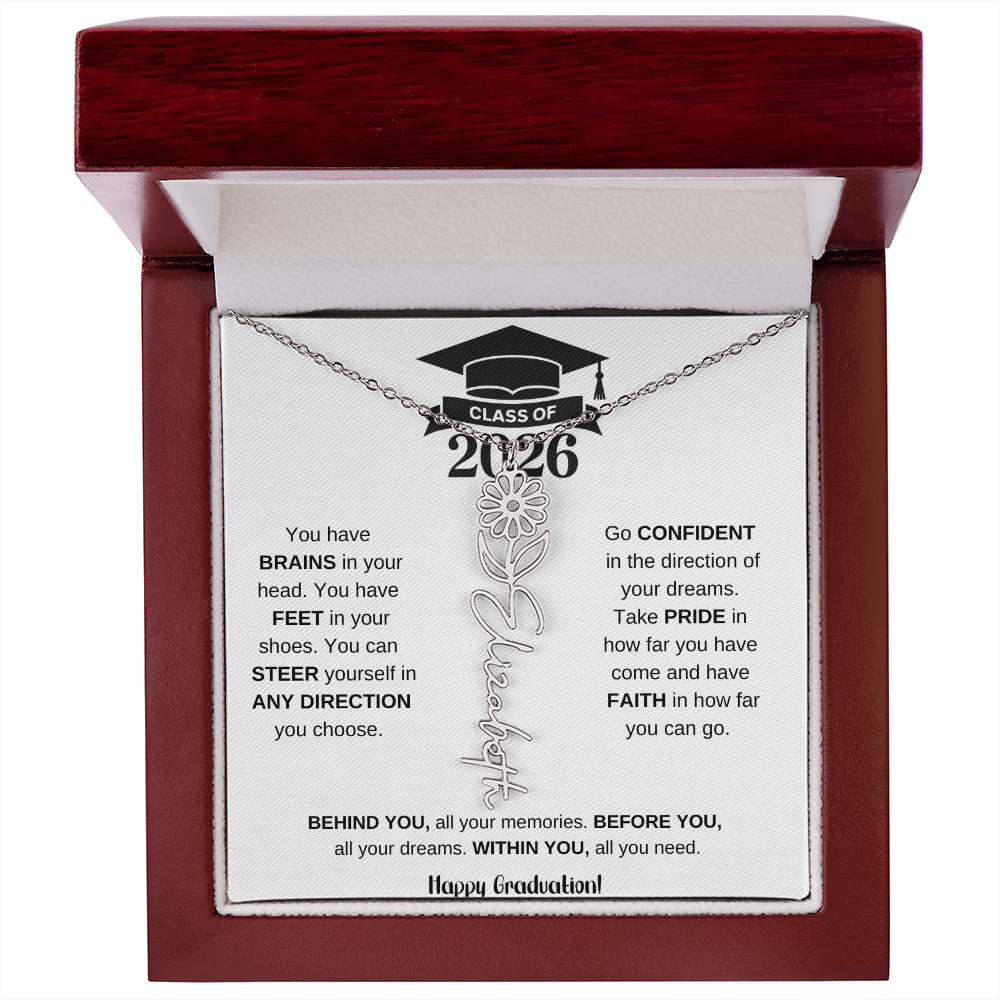 Personalized 2026 Graduation Gift Birth Month Flower Necklace