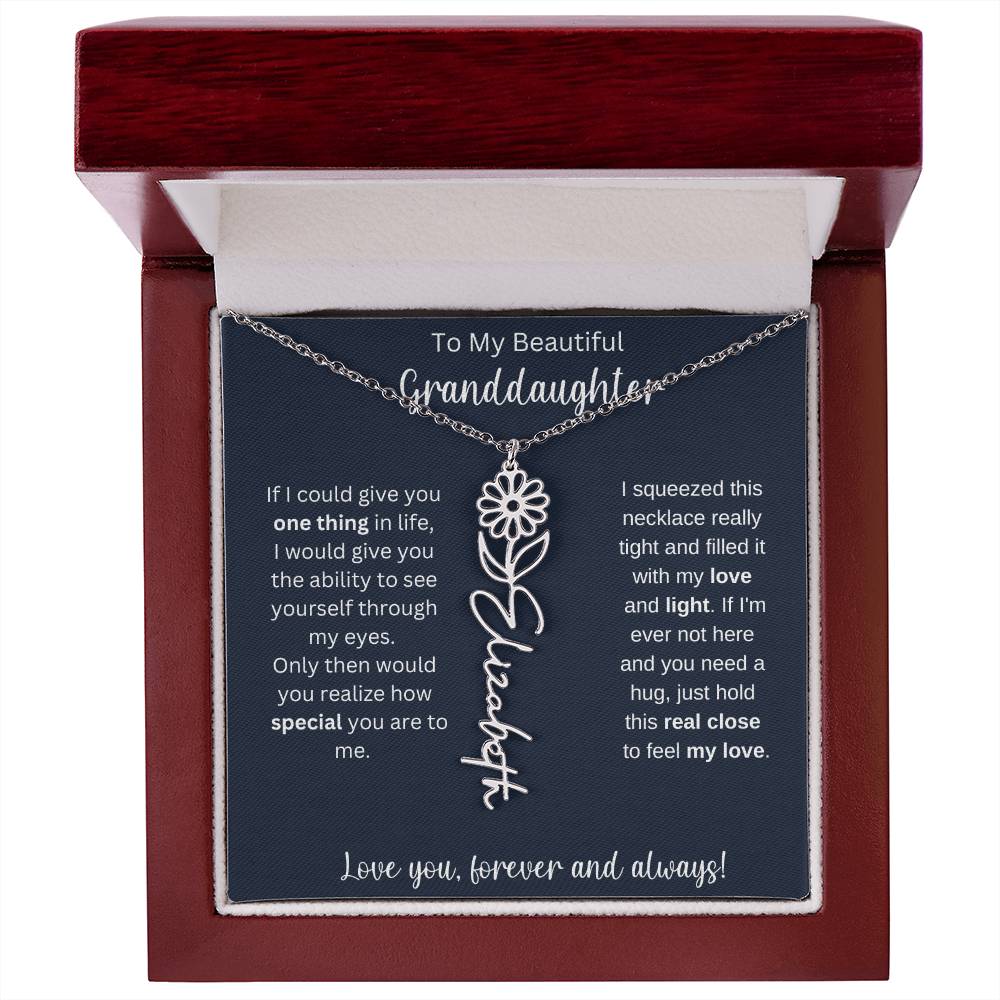 Granddaughter Birthday Present | Flower Name Necklace