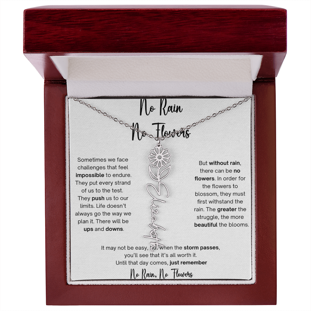 No Rain No Flowers 1 - Flower Name Necklace