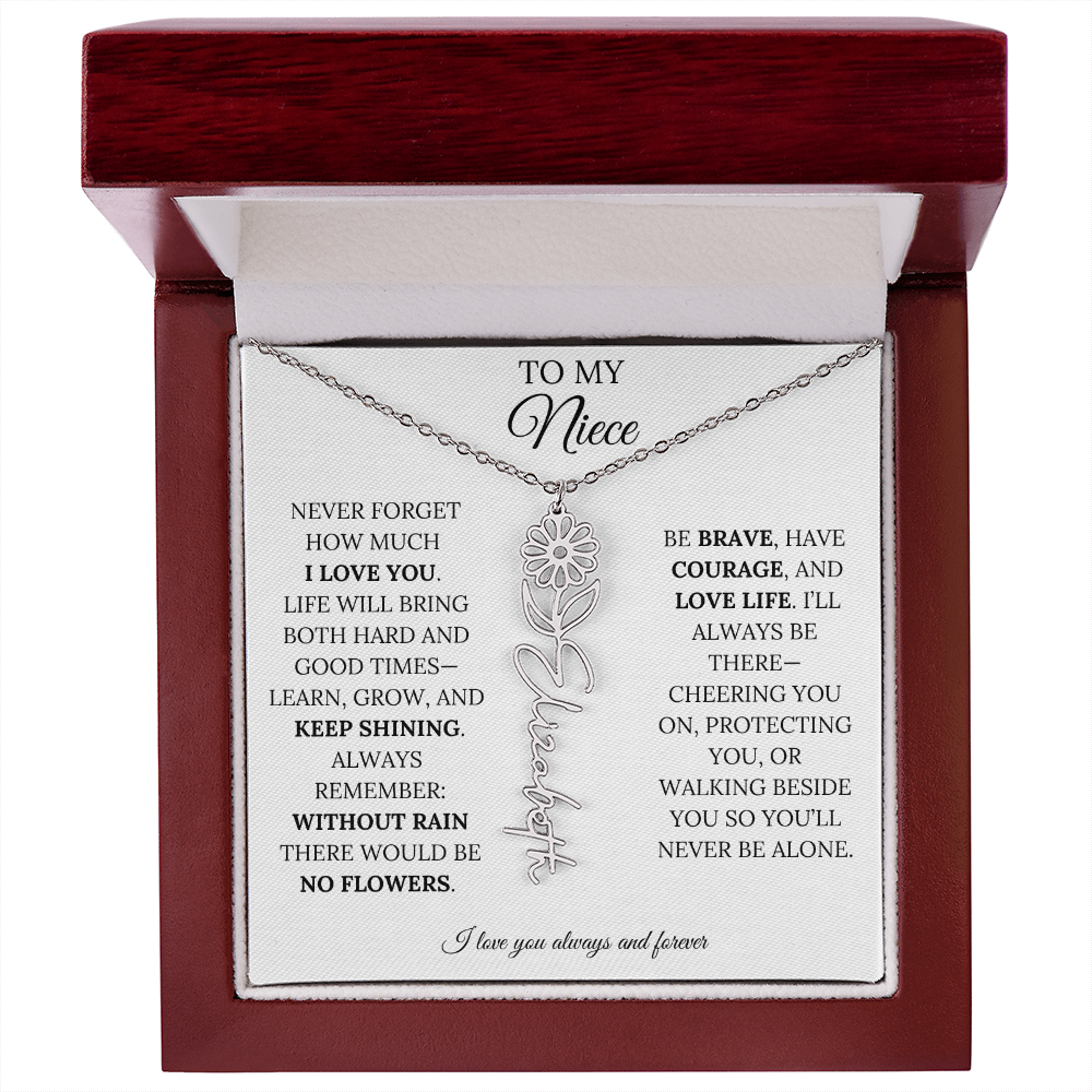 To My Niece | Keep Shining | Flower Name Necklace