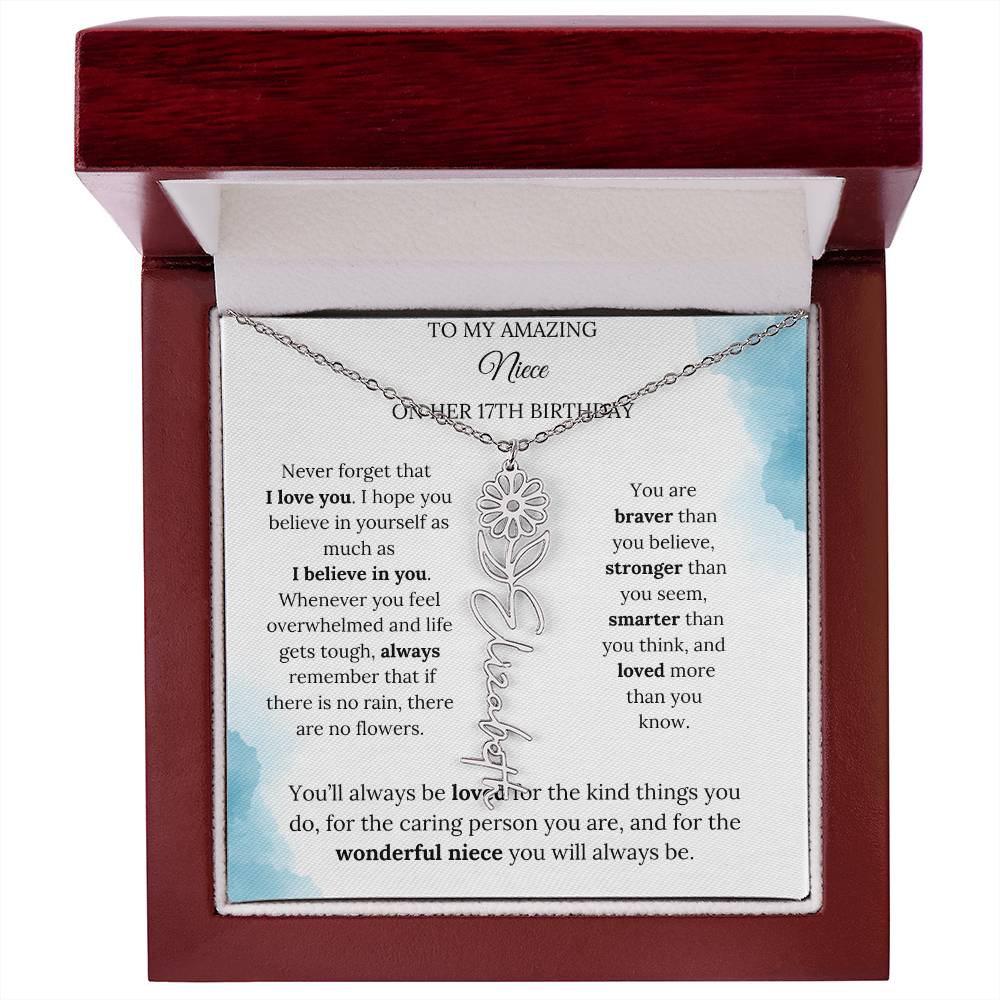 Birth Month Flower Name Necklace for My Niece's 17th Birthday